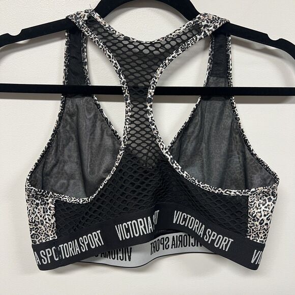 Victoria Sport Leopard Print Sports Bra XS Mesh Racerback Pullover Athleisure - Picture 2 of 7